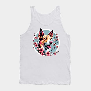 Portuguese Podengo Welcomes Spring with Cherry Blossoms Tank Top